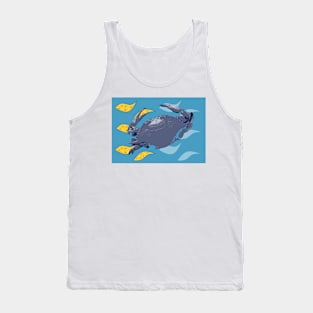 Blue crab on yellow and blue fish Tank Top